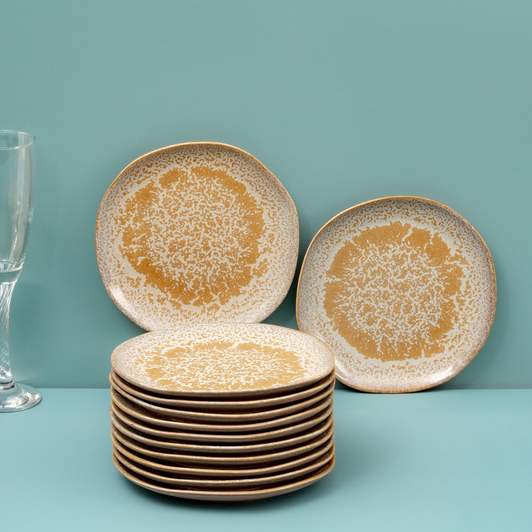 Artistic Porcelain Dinner Plate | Uneven Shape, Set of 12