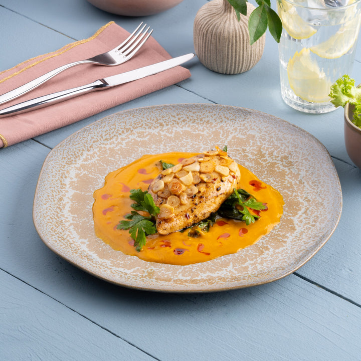 Artistic Porcelain Dinner Plate | Uneven Shape, Set of 6