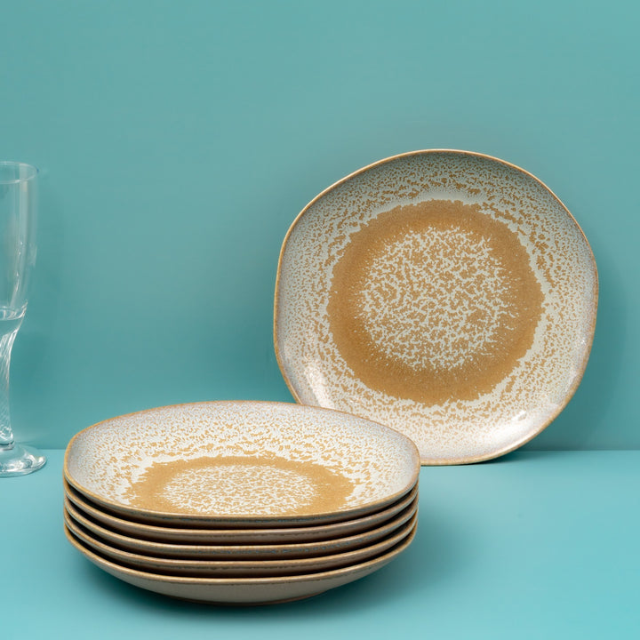 Artistic Porcelain Dinner Plate | Uneven Shape, Set of 6