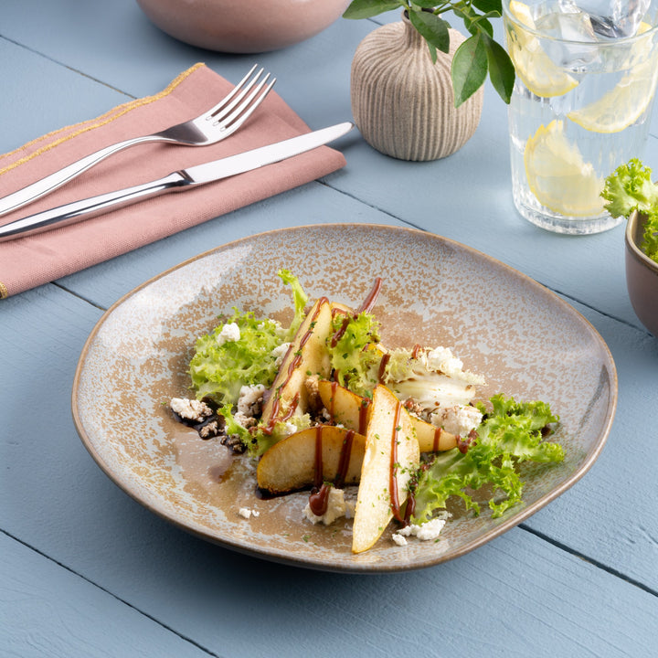 Artistic Porcelain Deep Plate | Uneven Shape, Set of 6