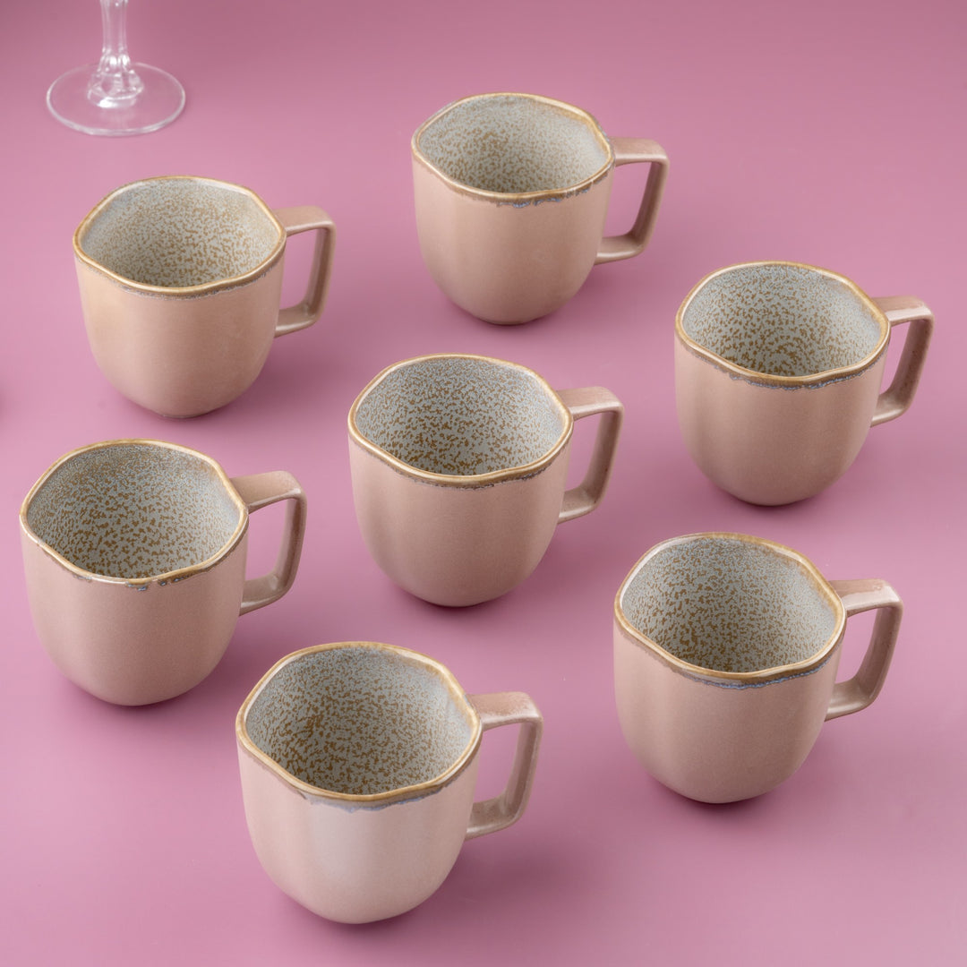 Artistic Porcelain Non Stackable Cup | Uneven Shape, Set of 12