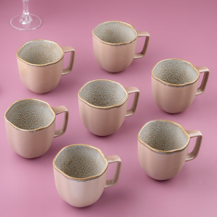 Artistic Porcelain Non Stackable Cup | Uneven Shape, Set of 12