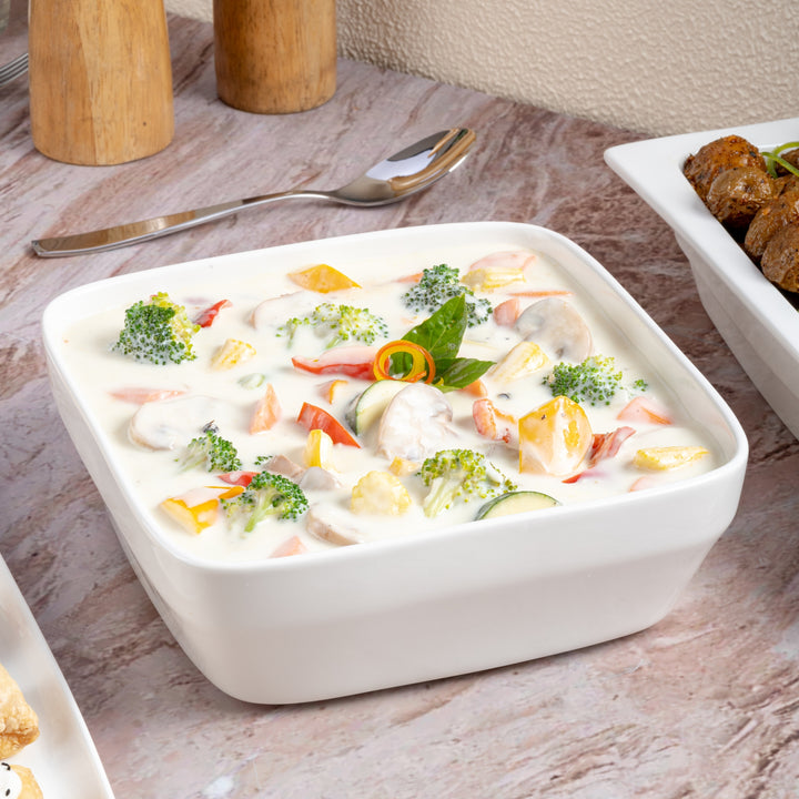 Pan Square Bowl | Ivory, Porcelain | Pack of 1