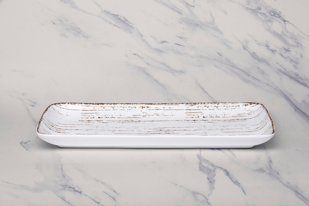Porcelain Plate | Rectangle Dinner Plate, 14 x 6.5" | 6 Pcs