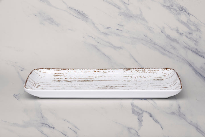 Porcelain Plate | Rectangle Dinner Plate, 14 x 6.5" | 6 Pcs