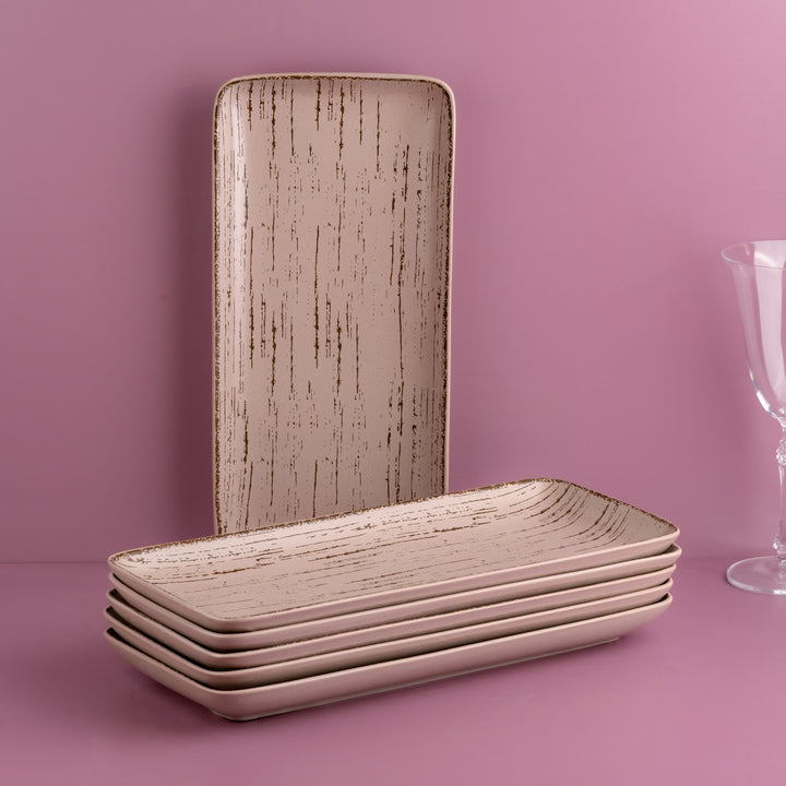 Porcelain Plate | Rectangle Dinner Plate, 14 x 6.5" | 6 Pcs