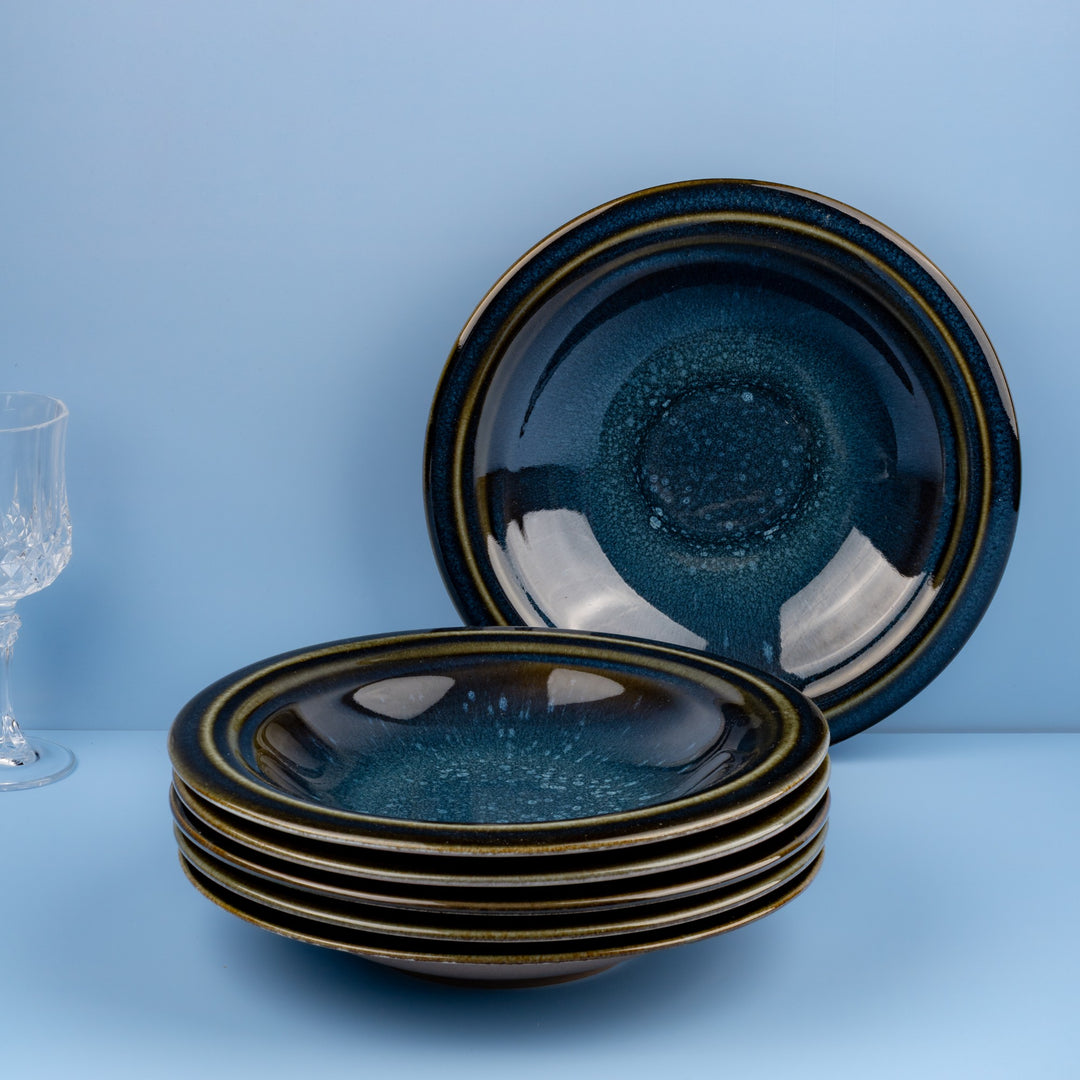 Porcelain Deep Plate | Splash Denim | Set of 6