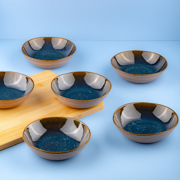 Porcelain Non Stackable Bowl | Splash Denim, Set of 6