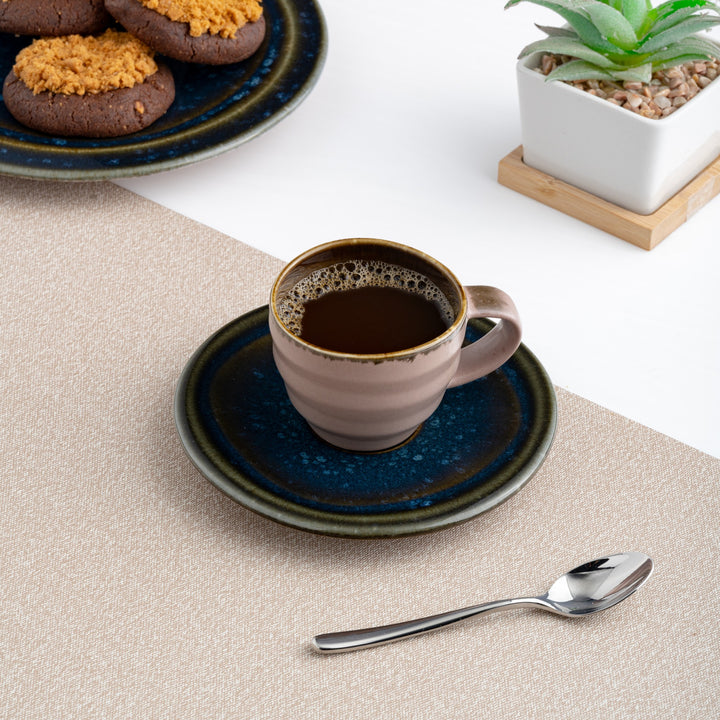 Porcelain Tea Cup | Splash Denim Non Stackable Cup, 12 Pcs