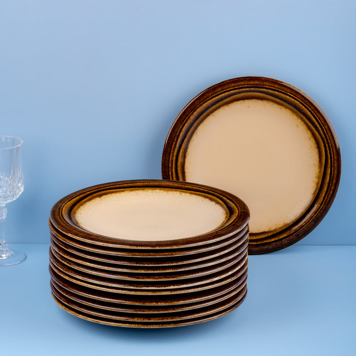Porcelain Flat Plate | Splash Sahara Dinner Plate, Set of 12