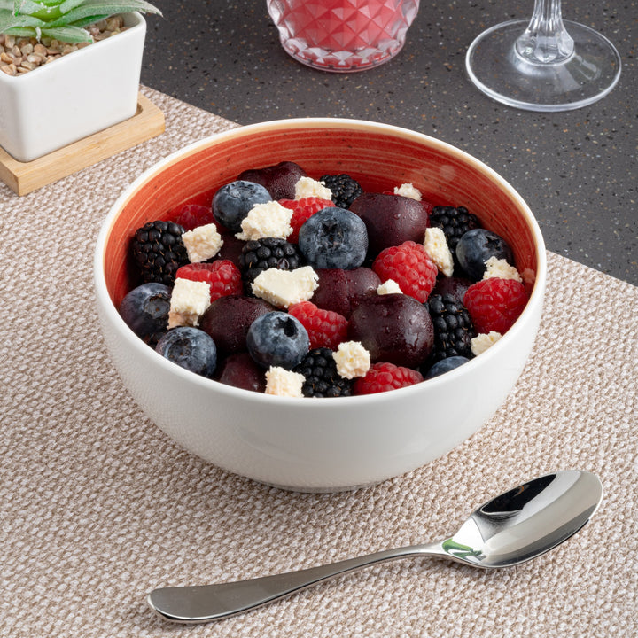 Porcelain Bowl | Modern Non Stackable Bowl, 6" | Set of 6
