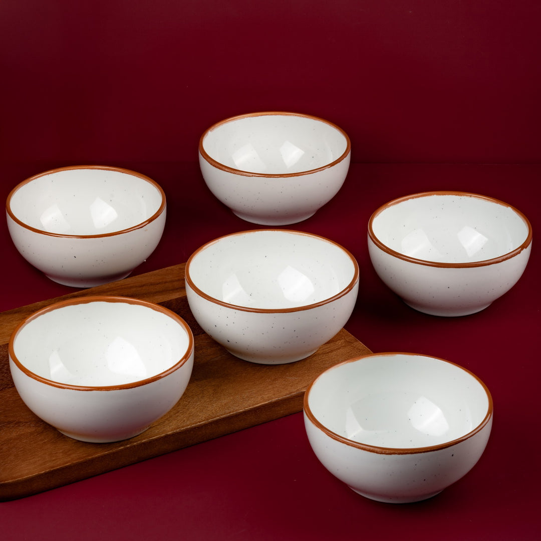 Porcelain Bowl | Modern Non Stackable Bowl-5.9", Set of 6