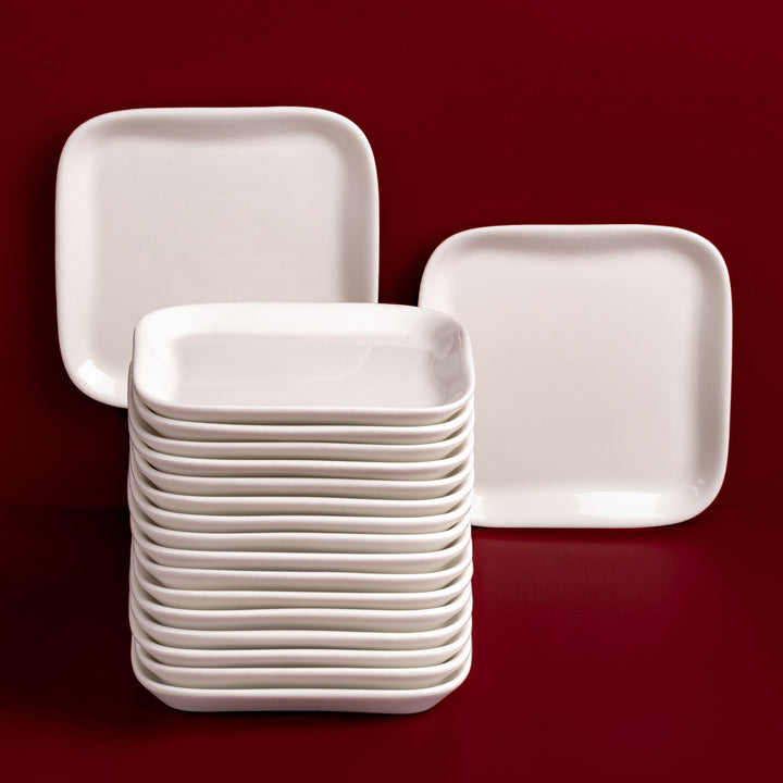 Square Plate | Porcelain , 4.48" | Pack of 18