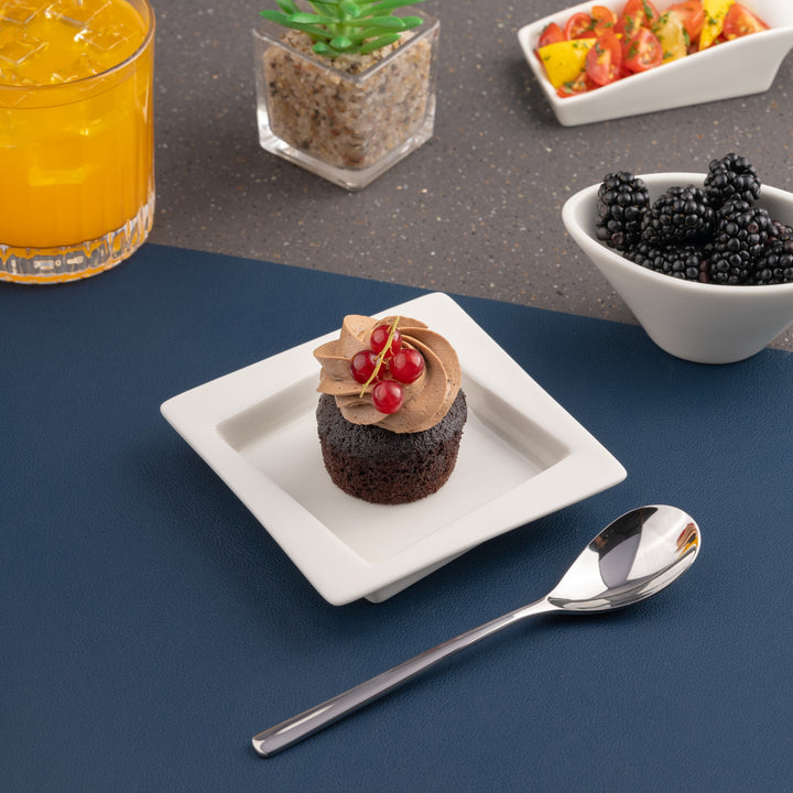 Square Plate With Rim | Porcelain, 4.37" | Set of 18