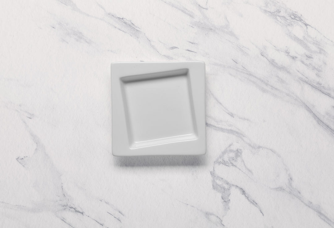 Square Plate With Rim | Porcelain, 4.37" | Set of 18
