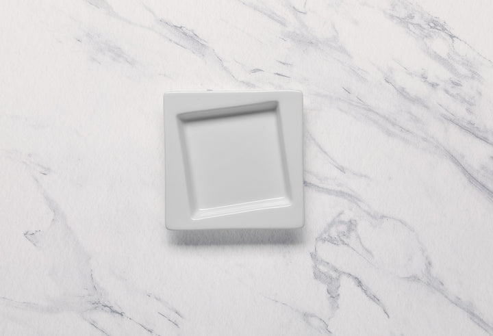 Square Plate With Rim | Porcelain, 4.37" | Set of 18