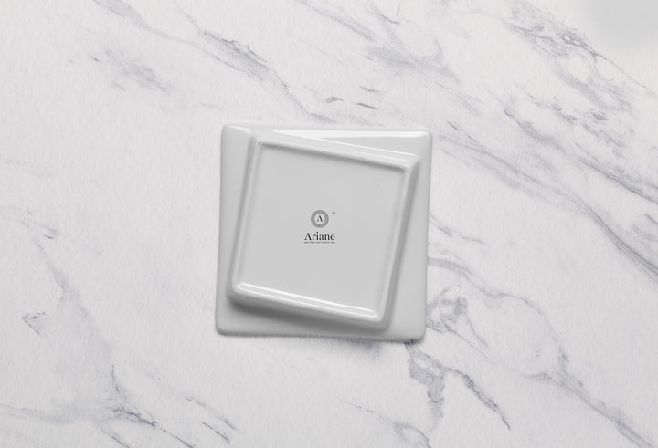 Square Plate With Rim | Porcelain, 4.37" | Set of 18