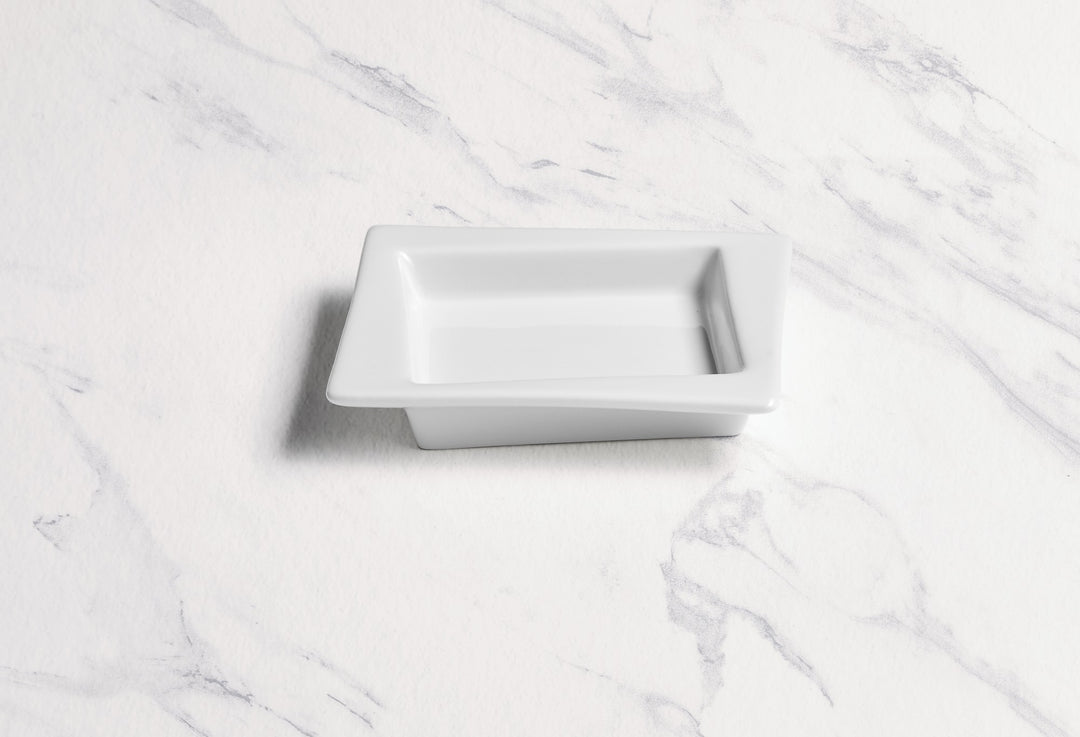 Square Plate With Rim | Porcelain, 4.37" | Set of 18