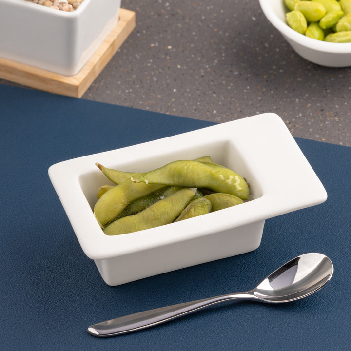 Deep Rectangle Bowl With Rim | Porcelain, 2.71oz | Pack of 18
