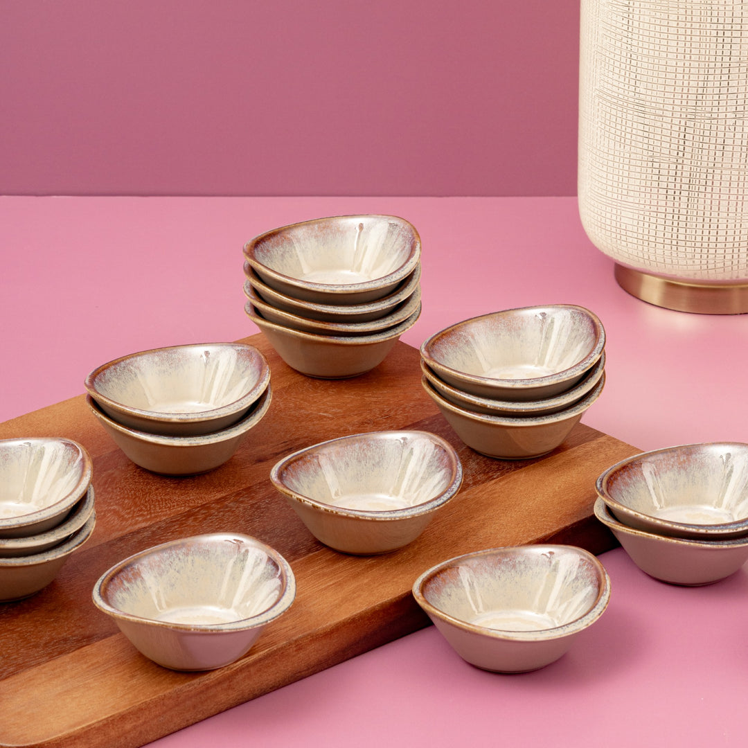 Porcelain Bowl | Miniature Curved Bowl | Set of 18