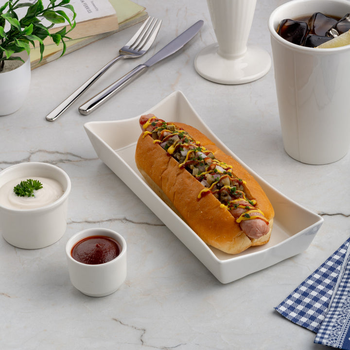 Hot Dog Serving Holder | Ivory Porcelain | 24.01 oz | Pack of 6