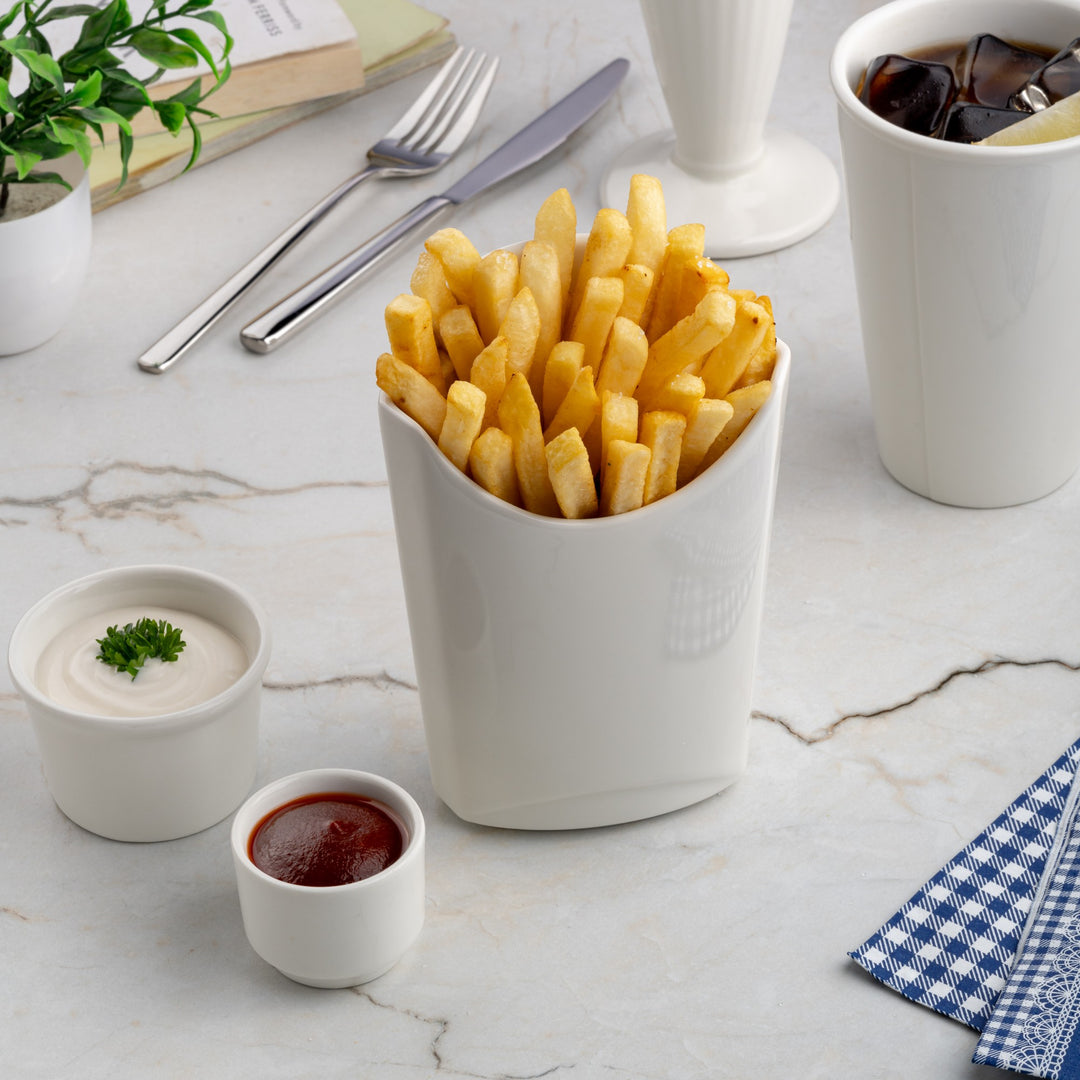 French Fries Holder | Porcelain | Ivory | 6.29" Dia | Pack of 6