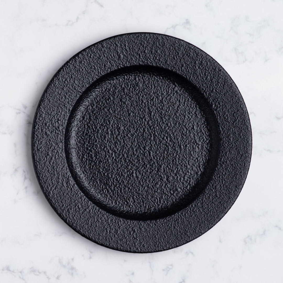 Flat Plate | Black Finish, Porcelain | Set of 12