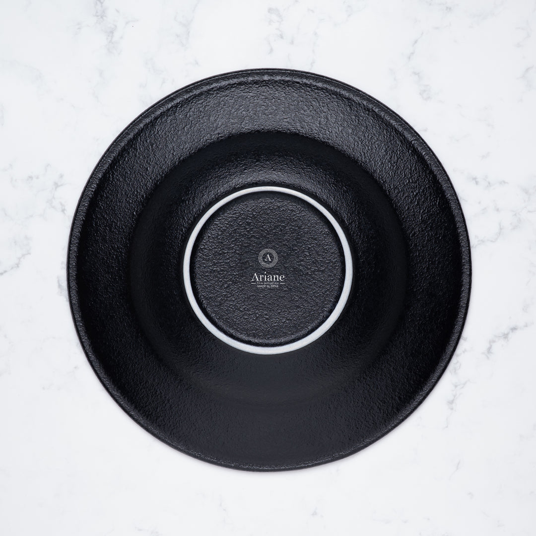 Deep Plate| Black Finish, Porcelain | Set of 6