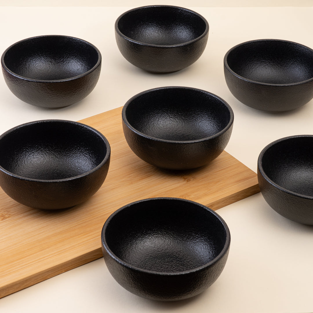 Non Stackable Bowl | Black, Porcelain- | Set of 8 Pcs