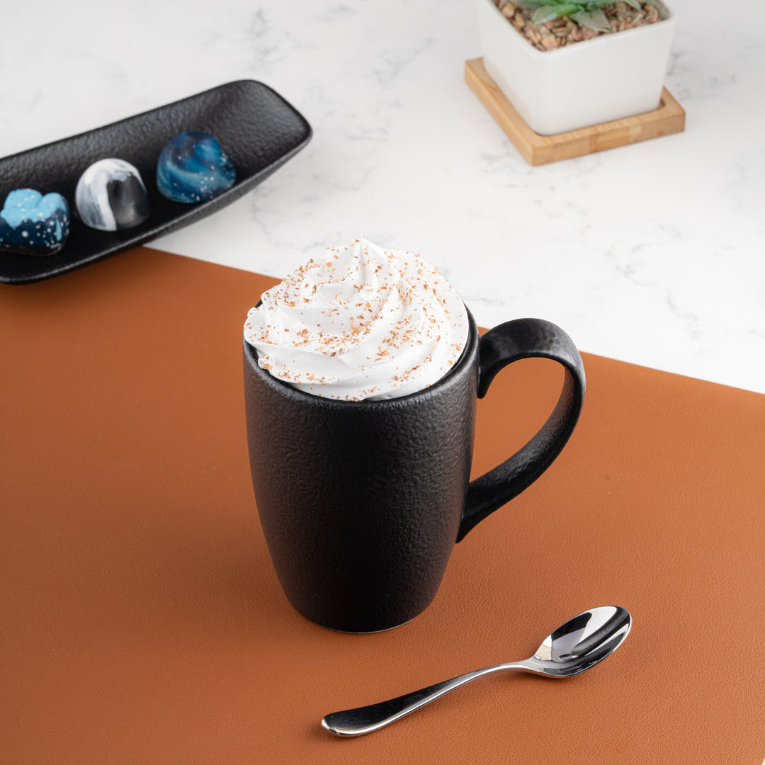Non Stackable Mug | Black, Porcelain | 10.14oz | Set of 6 pcs