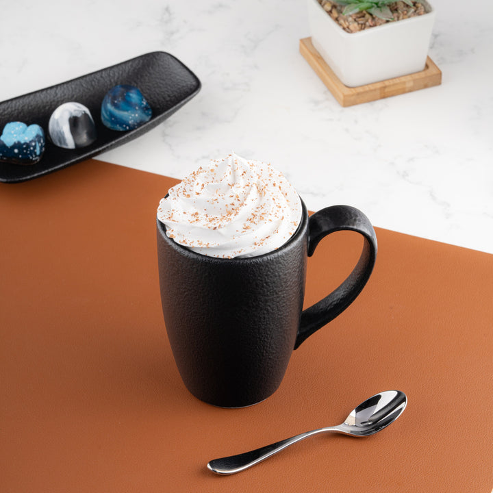 Non Stackable Mug | Black, Porcelain | 10.14oz | Set of 6 pcs