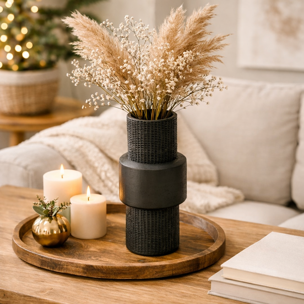 Longpi Pottery Black Decor Object 8" | Handcrafted Stoneware Home Accent