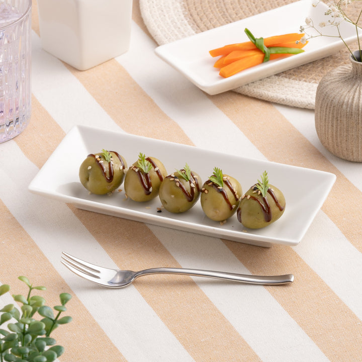 Porcelain Rectangle Plates | Ivory | Pack of 12