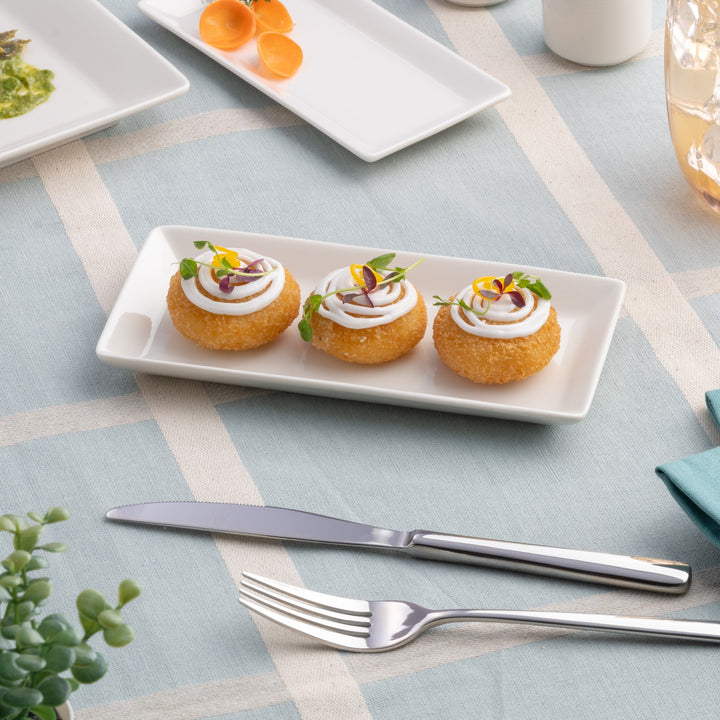 Porcelain Rectangle Plates | Ivory | Pack of 12