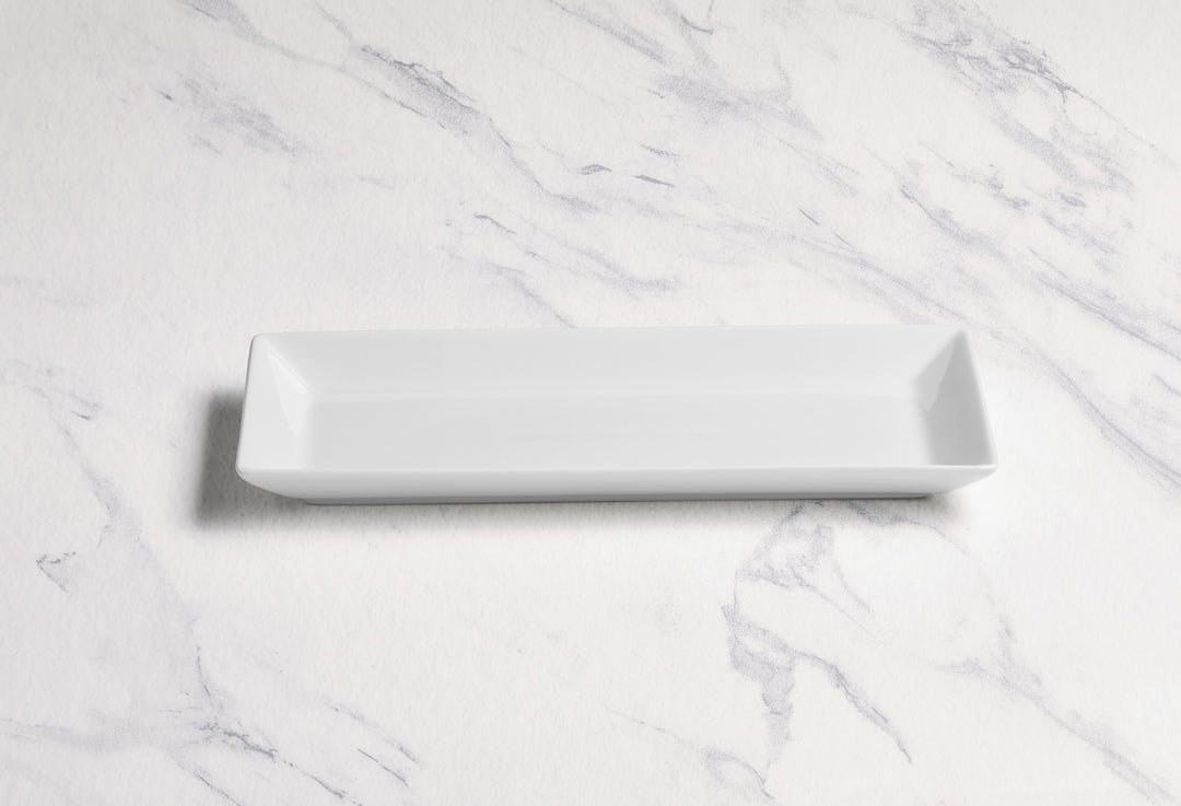 Porcelain Rectangle Plates | Ivory | Pack of 12