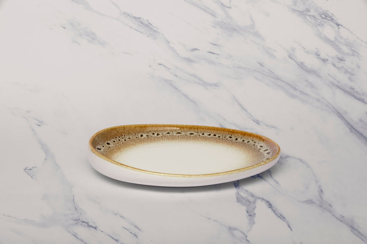 Porcelain Oval Plate | Elevated Oval Platter | Set of 6