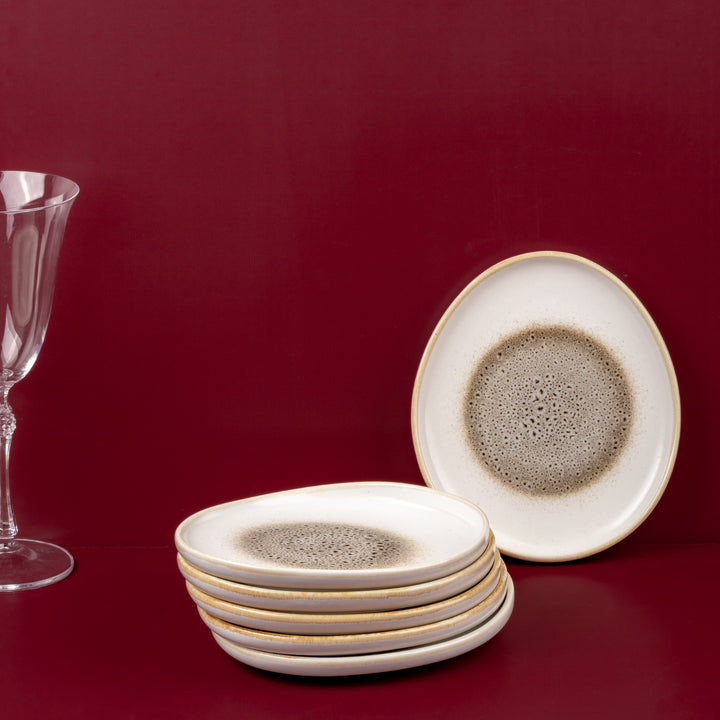 Porcelain Oval Plate | Elevated Oval Platter | Set of 6