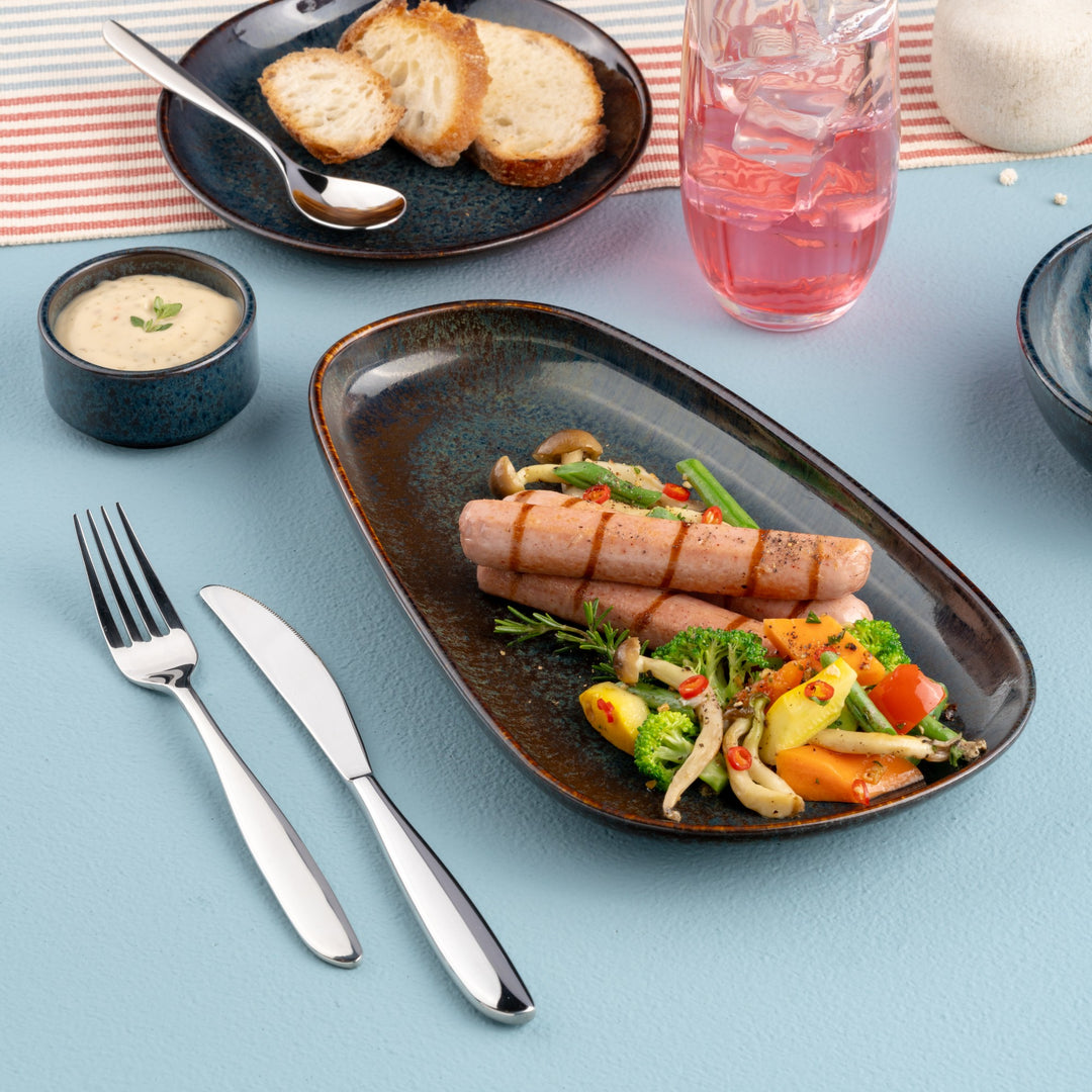 Porcelain Upala Plate, 10.7x6.1" | Set of 8