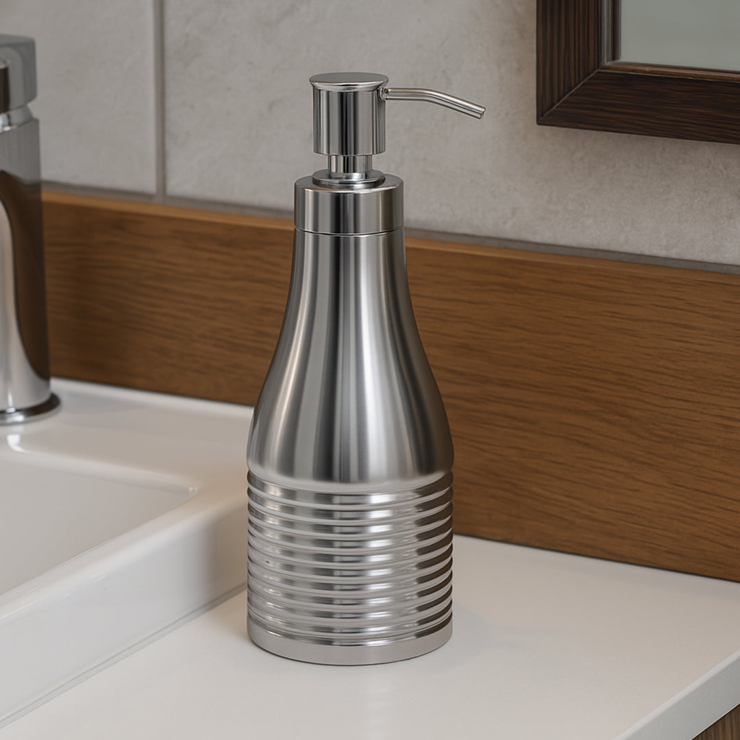 Stainless Steel Refillable Liquid Soap Dispenser Pump Bottle for Bathroom Vanity Countertop, Kitchen Sink Holds Lotion, Liquid Soap, Hand Sanitizer