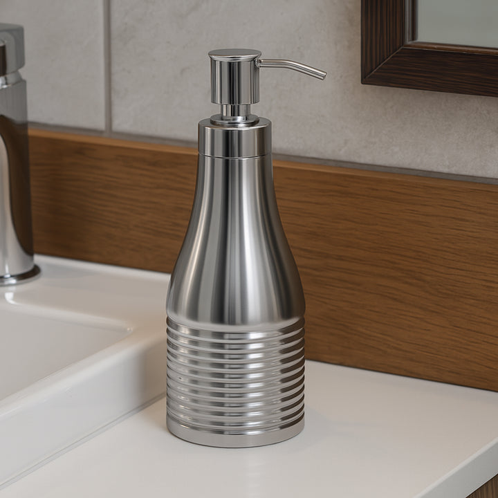 Stainless Steel Refillable Liquid Soap Dispenser Pump Bottle for Bathroom Vanity Countertop, Kitchen Sink Holds Lotion, Liquid Soap, Hand Sanitizer