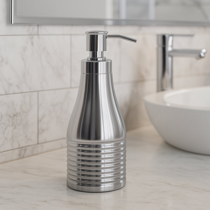 Stainless Steel Refillable Liquid Soap Dispenser Pump Bottle for Bathroom Vanity Countertop, Kitchen Sink Holds Lotion, Liquid Soap, Hand Sanitizer