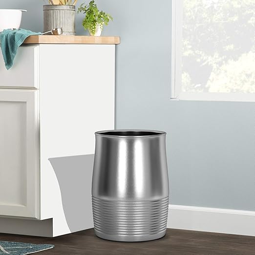 Stainless Steel Small Trash Can Wastebasket | Garbage Container Bin for Bathrooms, Powder Rooms, Kitchens, Home Offices