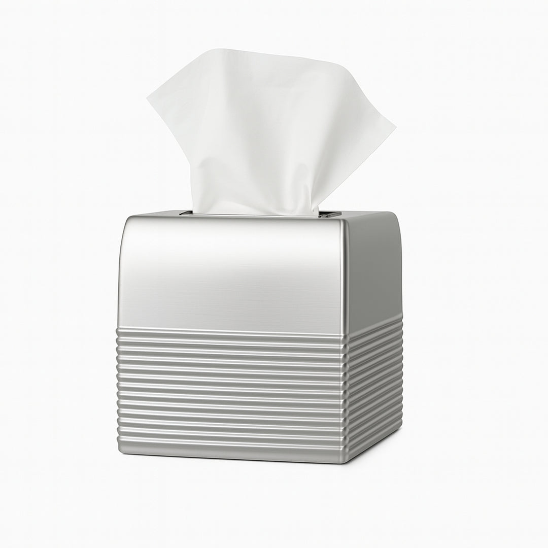 Tissue Box Cover | Stainless Steel Bathroom Accessory | Rust Resistant Square Facial Tissue Box Holder for Bathroom Vanity Countertops, Dressers