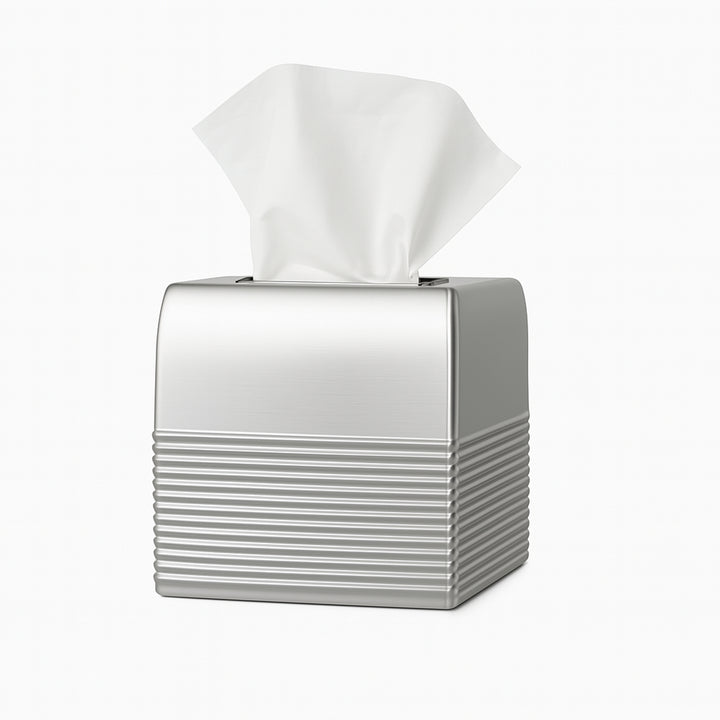 Tissue Box Cover | Stainless Steel Bathroom Accessory | Rust Resistant Square Facial Tissue Box Holder for Bathroom Vanity Countertops, Dressers