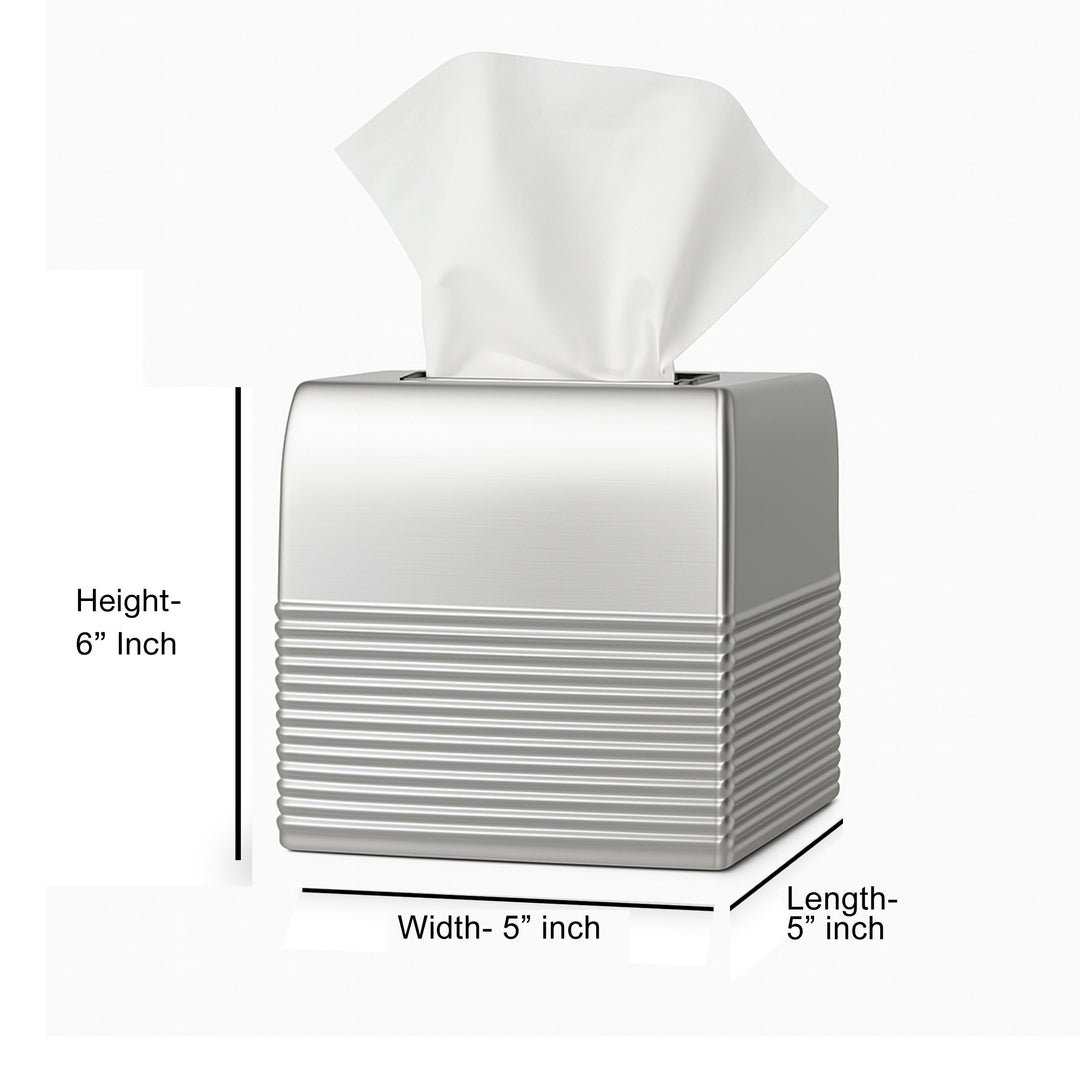 Tissue Box Cover | Stainless Steel Bathroom Accessory | Rust Resistant Square Facial Tissue Box Holder for Bathroom Vanity Countertops, Dressers