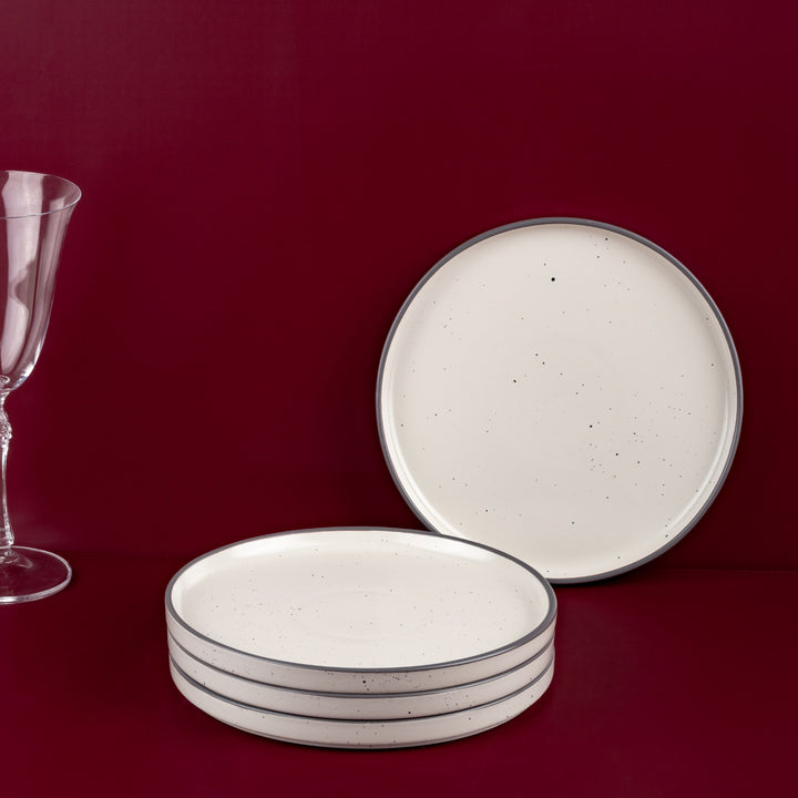 Porcelain Plate | Short Rim Stackable Plate | Set of 4