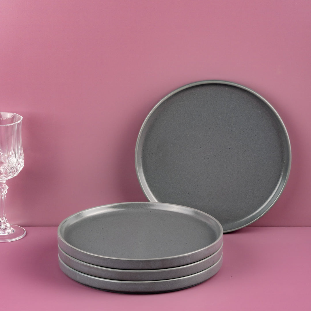 Porcelain Plate | Short Rim Stackable Plate | Set of 4
