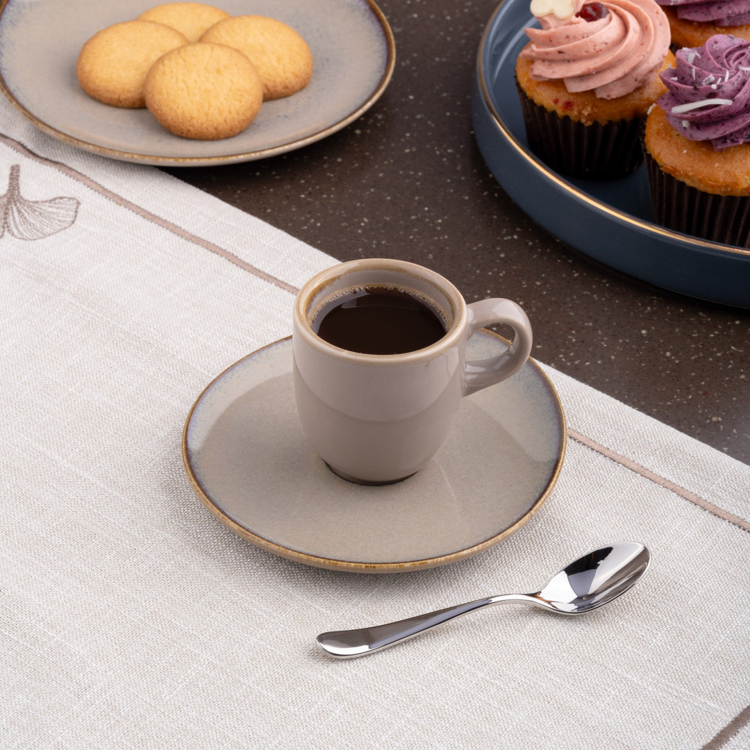 Porcelain Tea Cup | Beige Vital Coupe Coffee Cup, Set of 12