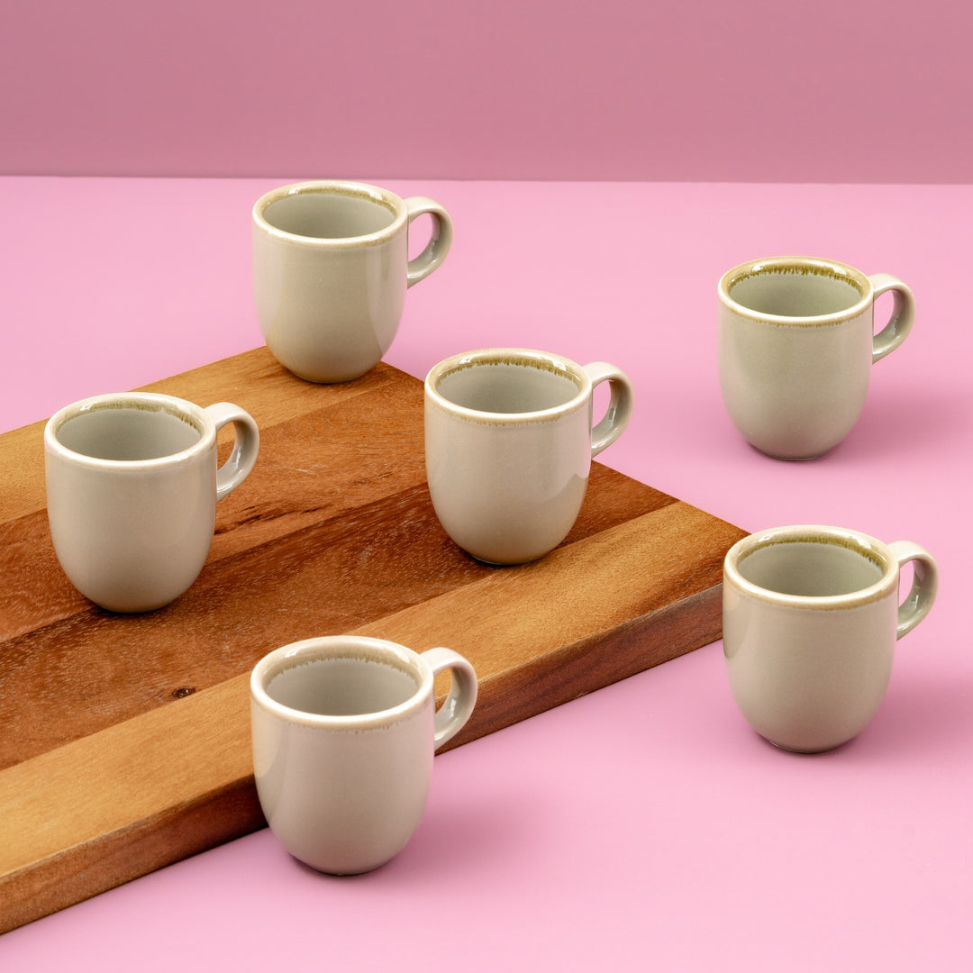 Porcelain Tea Cup | Beige Vital Coupe Coffee Cup, Set of 12