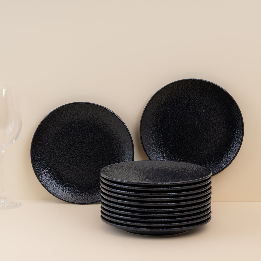 Porcelain Rimless Plate| Round Shape, Set of 12